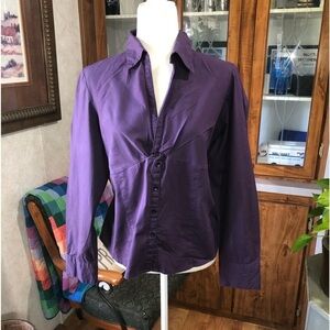 WILLIE SMITH SIZE XLARGE PURPLE LONG SLEEVE RUCHED CENTER ZIPPER ON SIDE BLOUSE